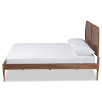 Baxton Studio MG0063-Walnut-Full Kassidy Classic and Traditional Walnut Brown Finished Wood Full Size Platform Bedh